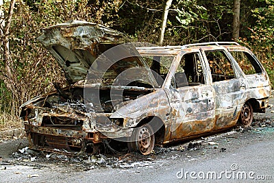 Burnt-out car