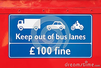 Bus lane warning sign