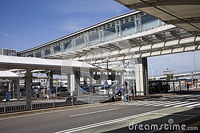 Bus stop in aerosweat. The airport of Tokyo.