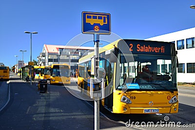 Bus stopping in Iceland