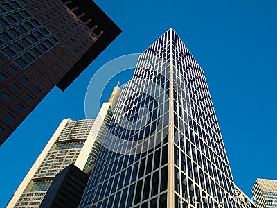 Business buildings ( Japan-Center and Taunus Tower ) in the fi