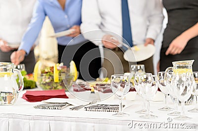 Business catering service people at meeting