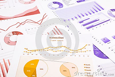 Business charts, data analysis, marketing report and educational