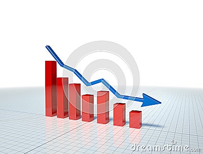 Business Graph with blue arrow