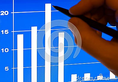 Business growth - financial stats on laptop lcd