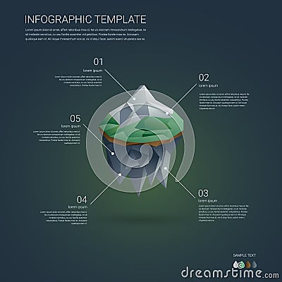 business infographics template. low poly floating island with business infographics template. low poly floating island with, Low Poly Business Presentation Template, Presentation templates