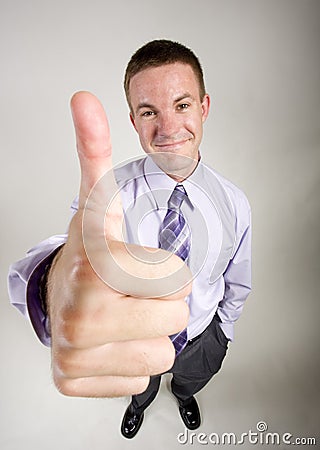 Business Man Offers Thumbs-Up