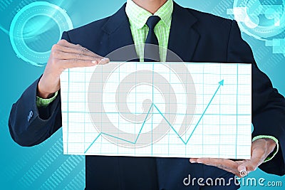 Business man showing business graph