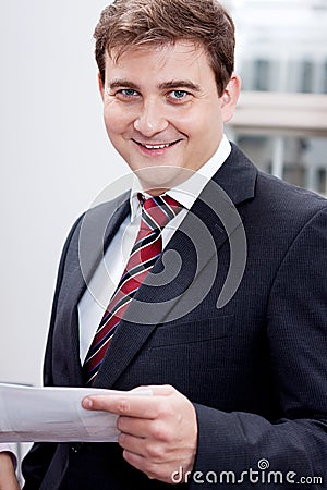 Business man with tie and suit with documents