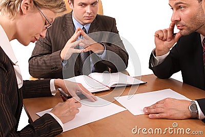 Business meeting - 3 people - signing contract
