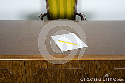 Business Office Desk and Chair Blank paper Pencil