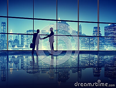 Business Office People Handshake Silhouette Concept