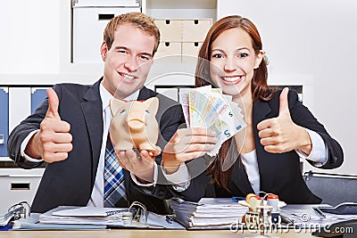 Business people with Euro money