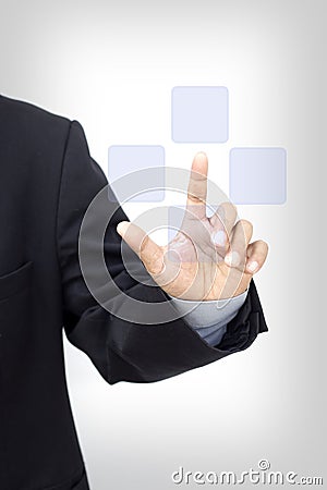 Business person pushing symbols on a touch screen