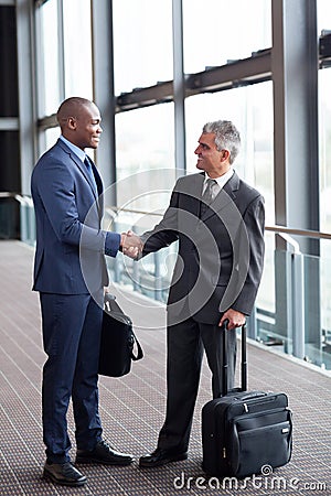 Business travelers meeting