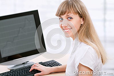 Business woman with computer