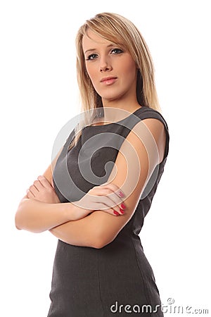 Business woman folded arms