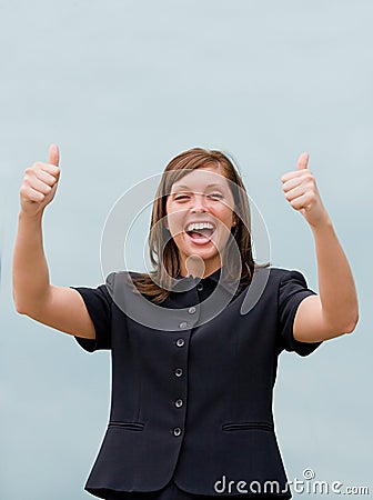 Business Woman Giving Two Thumbs Up