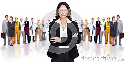 Business woman and group of workers people.