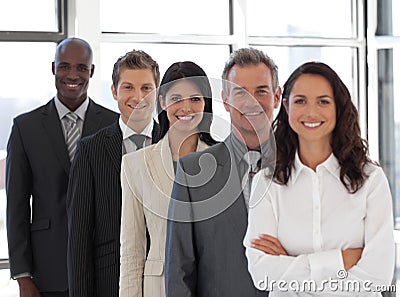 Business woman leading a business team