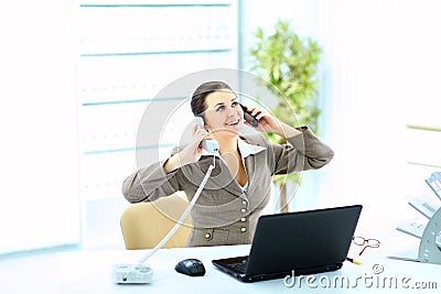 Business woman on phone call at office