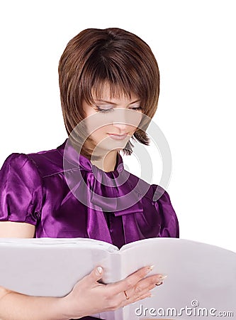 Business woman reading the magazine