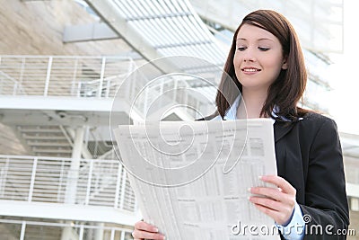 Business Woman Reading News