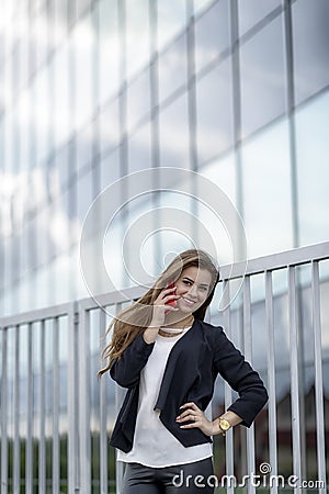 Business woman speaking cellphone