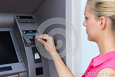 Business woman using credit card