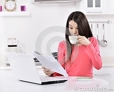 Business woman working at home