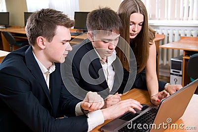 Business young people in a computer class