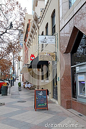 Businesses along Congress Avenue in downtown Austin, Texas