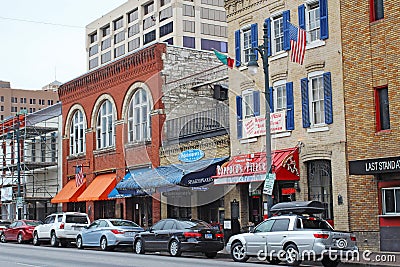 Businesses along historic 6th Street in downtown Austin, Texas