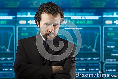 Businessman with beard and black suit