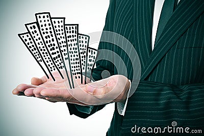 Businessman and buildings