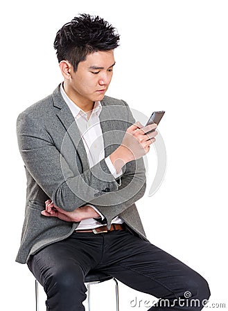 Businessman check email on phone