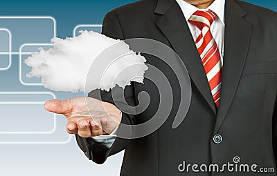 Businessman and cloud computing