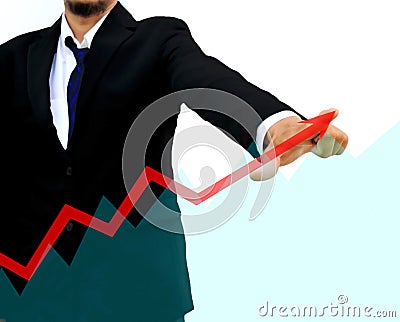 Businessman drawing a rising arrow