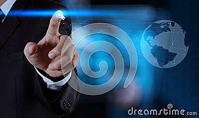 Businessman hand showing search engine optimization