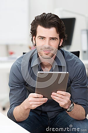 Businessman holding a tablet computer