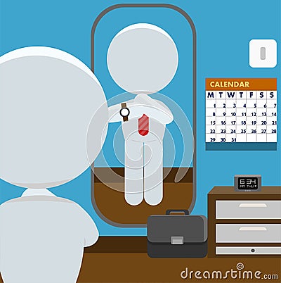 Businessman Looking Into The Mirror Illustration