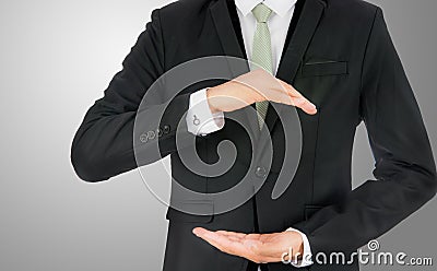 Businessman standing posture show hand isolated