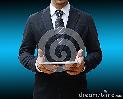 Businessman using touch pad