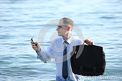 Businessman in a water