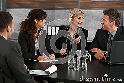 Businesswoman explaining on meeting