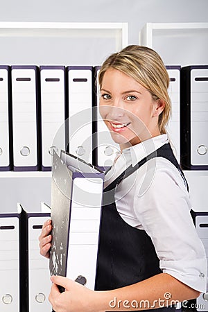 Businesswoman with files