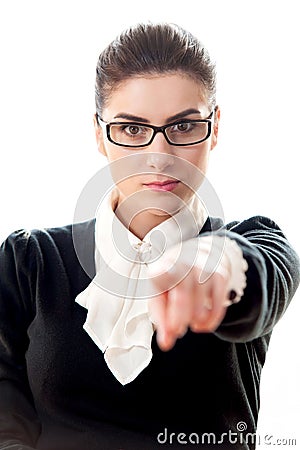 Businesswoman finger pointing at you
