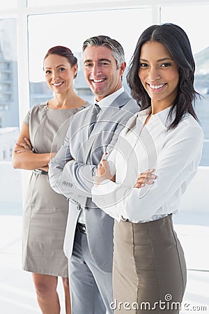 Businesswoman smiling while at work