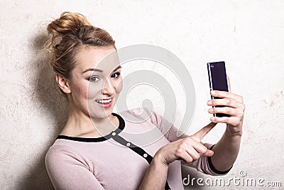 Businesswoman texting reading sms on smartphone