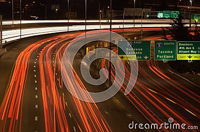 Busy Highway at Night